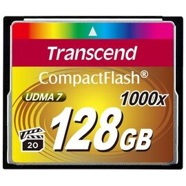  Флеш-накопитель Transcend 128GB Transcend CompctFlash 1000X MLC, R: 160MB/s Поддерживает запись в высоком разрешении Full-HD, 3D и 4K UHDTV (2160p) 