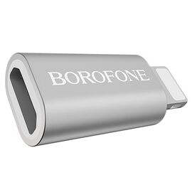  Переходник BOROFONE BV5, MicroUSB - Lightning, серебряный 