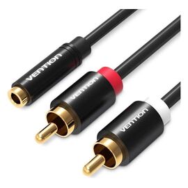  Кабель аудио Vention VAB-R01-S200 Jack 3,5 mm F/2RCA M 2м чёрный 